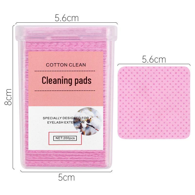 Disposable Pink Glue Remover Wipes - Non-Woven Cotton Pads, 200 Pack