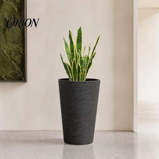 Large Capacity Planter for Tall Plants Round Flower Pot with Drainage Holes, 17 Inch Stone-Look Durable Weather Resistant Decorative Container