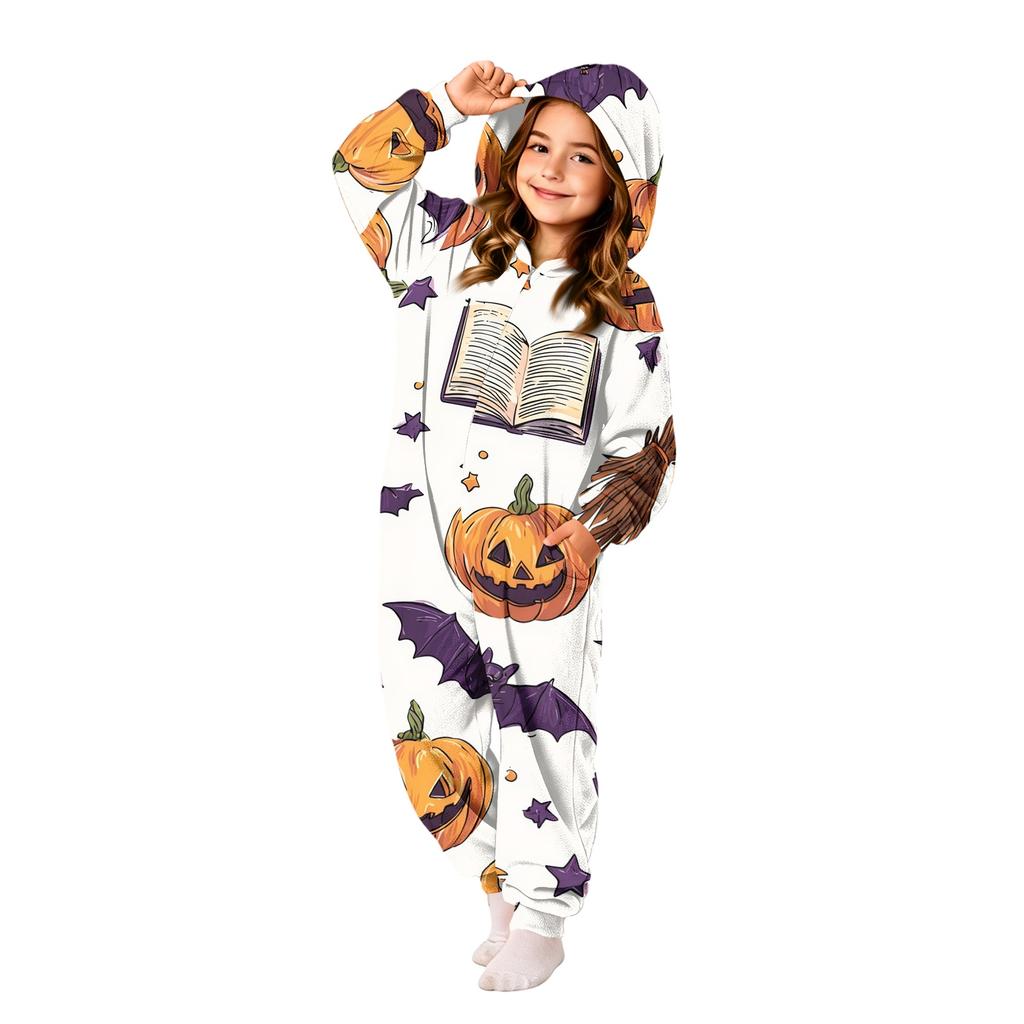 Kids Halloween Printed Flannel Pajama Set for Boys Girls
