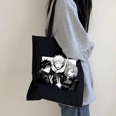 Yuji Itadori jujutsu kaisen Kadın Çanta Karikatür Moda Kanvas Tote Çanta Büyük Marka Omuz Alışveriş Çantaları Kore