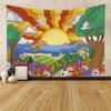 Retro 70s Tapestry Floral Pattern Rainbow Sun Landscape Abstract Art 60s Vintage Boho Home Decor Wall Hanging