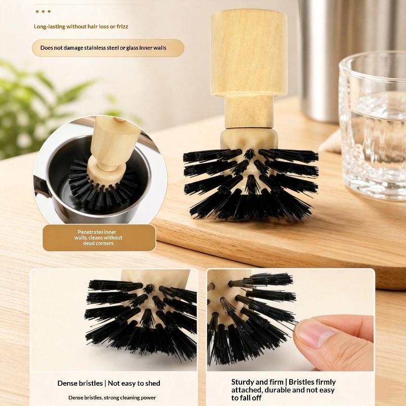 50/55Mm Coffee Portafilter Cleaning Brush Wooden Handle Non Shedding Bristles Fast Cleaning For Home Commercial Use