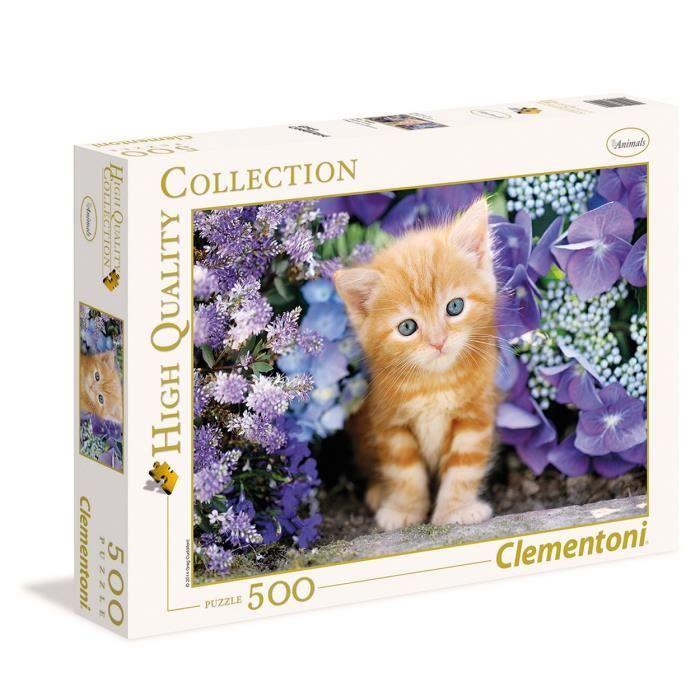 Puzzle - Clementoni - Ginger Cat In Flowers - 500 Pieces - Multicolor - Adult