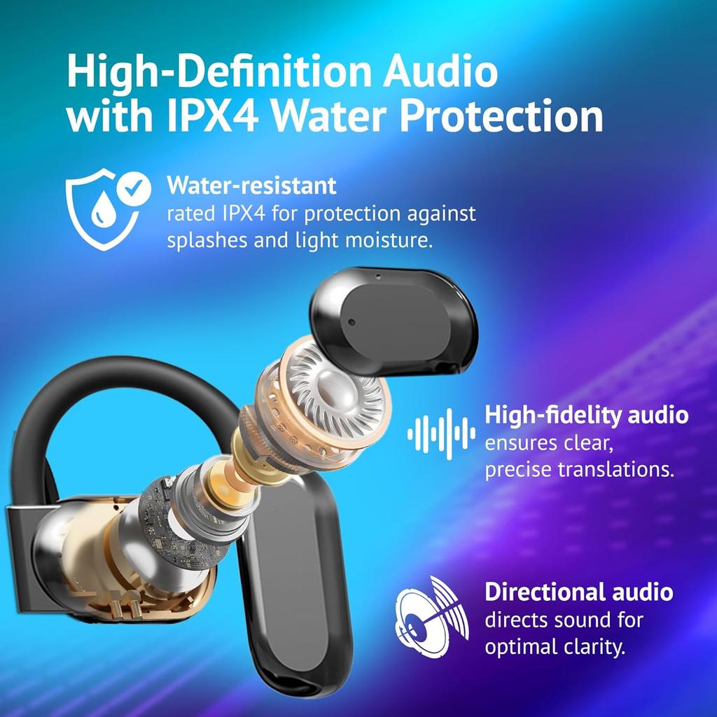 AI Language Translation Earbuds - Real Time Two Way OWS Translator Earphones - 144 Languages Auto Translate Wireless Headphones - Instant Translating