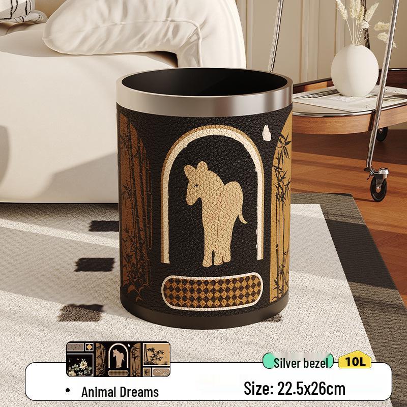 Grande Pattumiera Retro Americana di Alta Gamma in Pelle per Soggiorno, Camera da Letto o Cucina