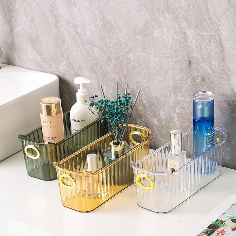 Clear Makeup Organizer Luxury Cosmetic Storage Box Bathroom Dresser Lipstick Deaktop Box Organzier Organizador Maquillaje