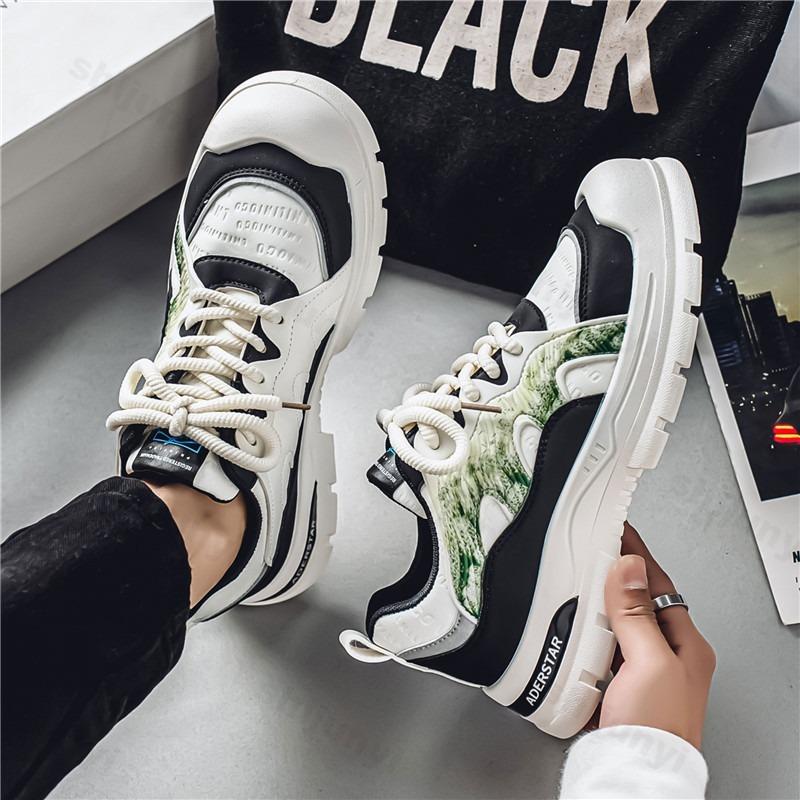 Fashion Men Shoes 2025 New Spring Fashion Trend Niche Design Breathable Thick Soled Flat Shoes Sports Comfortable Casual Chunky Sneakers