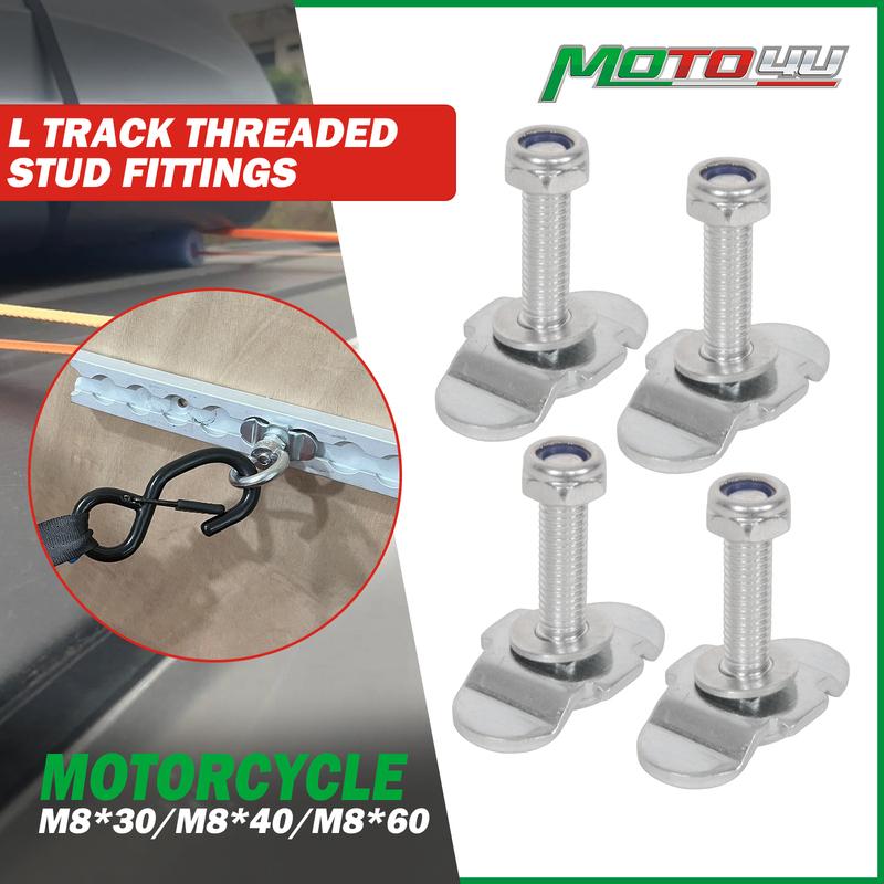 M8*30/M8*40/M8*60 L Track Threaded Stud Fittings L-Track Threaded Double Stud Lug Fitting Tie Down Used with L Track Rails 4Pack