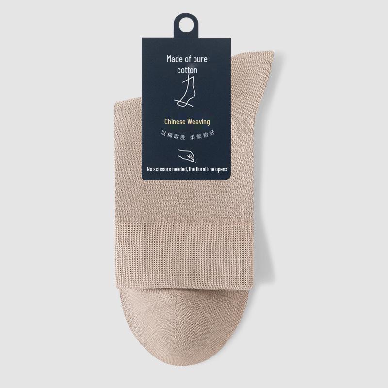 Andningsbara bomullsstrumpor för män, mellanhöga - Svarta (Vår/höst)