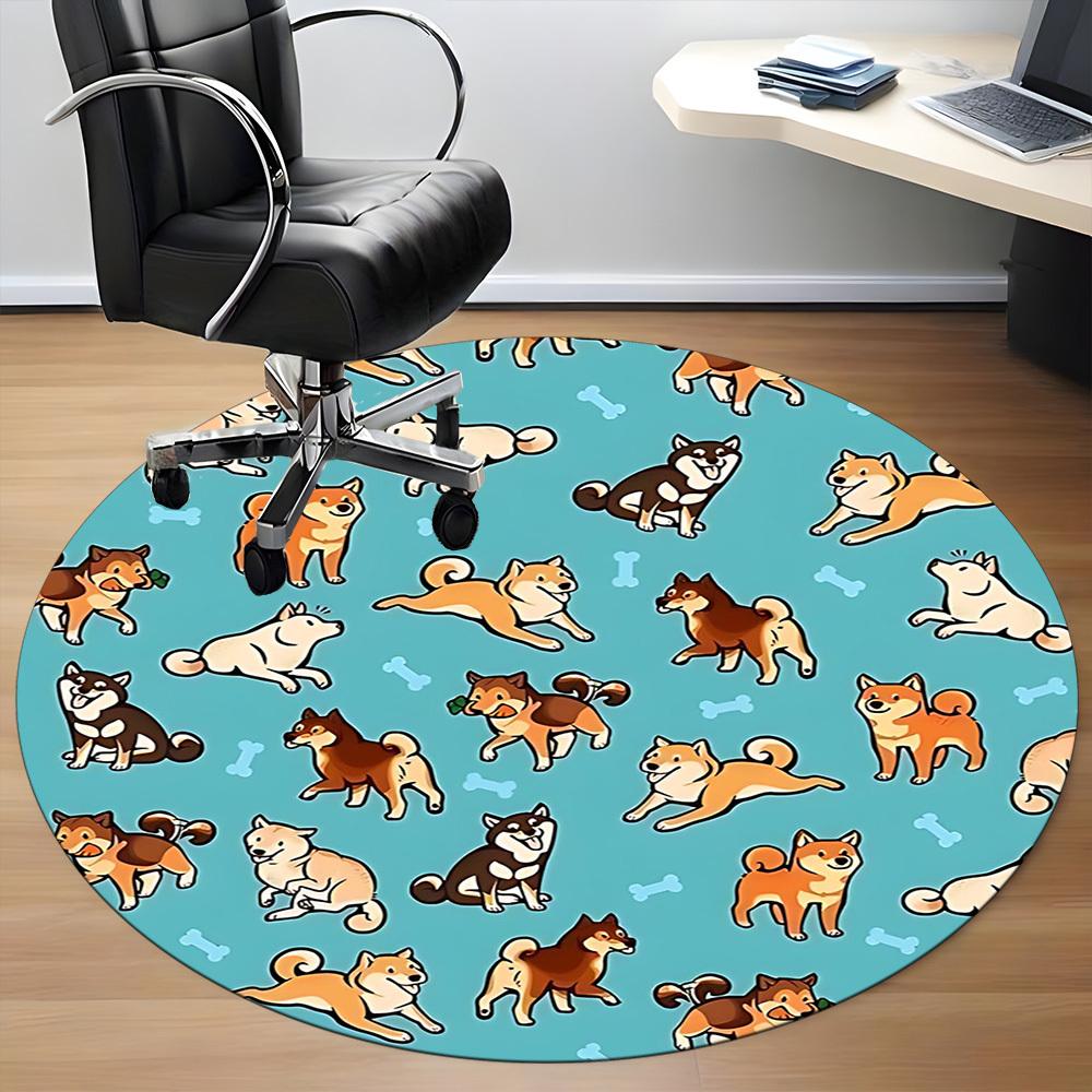 1PC Dogs Bones Cute Office Round Area Rug, Mat Suitable For Office, Under Office Chairs Bedroom Living Room Home Decor, Room Deco