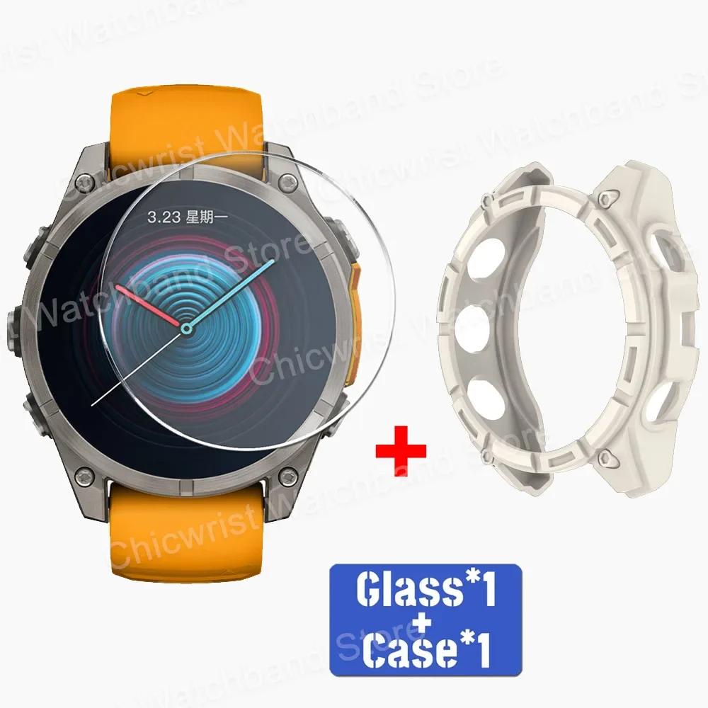 TPU Case+Tempered Glass For Garmin Fenix 8 51mm 43mm 47mm Screen Protector Silicone Anti-scratch Bumper for Fenix 8 Accessories