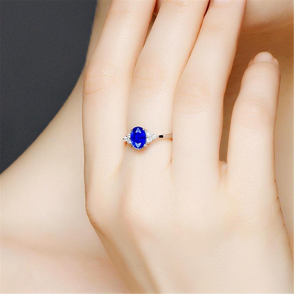 European and American Princess Egg-Shaped Ring: Purple Diamond, Emerald, Blue Stone Wedding Gem