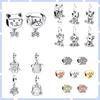 Sparkling Charms Pet Cat & Dog Pet Paw Print Beads Fit Original Bracelets Necklace Accessories DIY Women Jewelry Gifts