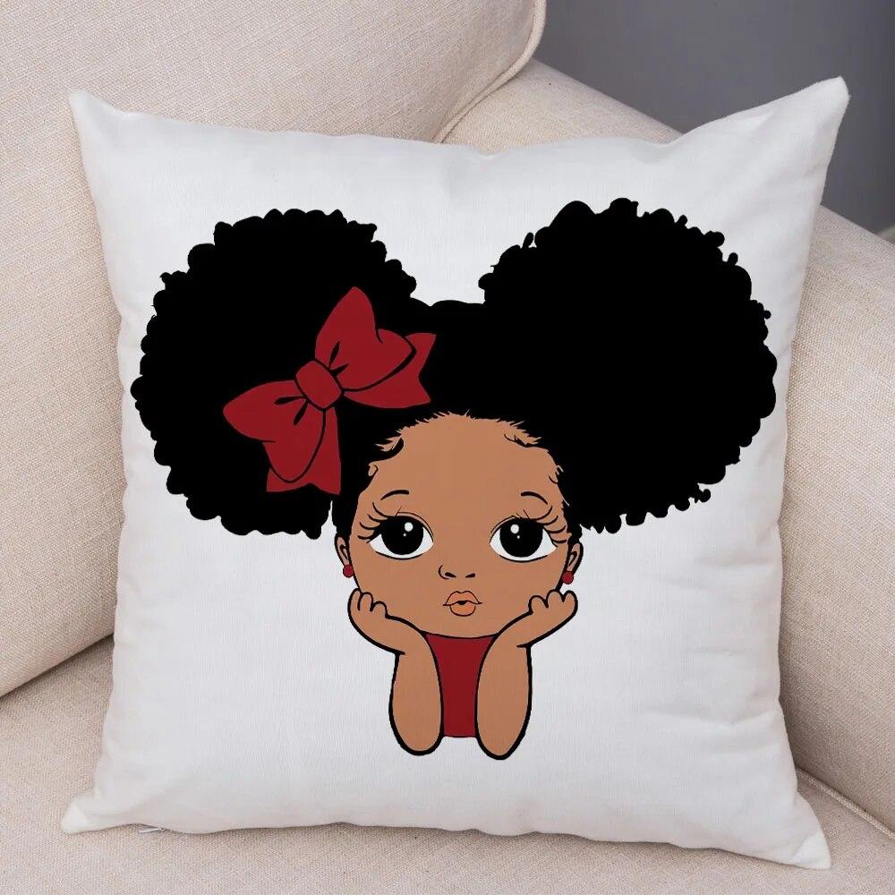 Home Decor African Baby Sofa Cushion Cover Bedroom Home Kids Room Decor Cute Cartoon Girl Pillowcase
