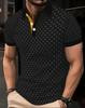 Trendy Geometric Pattern Short-Sleeve Polo Shirt, Stylish Men's Casual Top