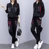 Women's 2025 Autumn/Winter Fleece-Lined Loose Sportswear Set: Long-Sleeve Sweatshirt & Trendy Long Pants.