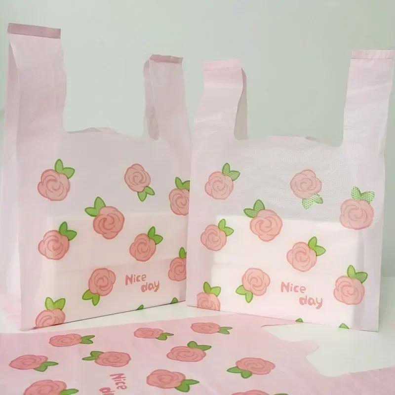 Plastic Hand-held Packaging Bags Cartoon Lovely Fruits Pattern Vest Portable Storage Bag Shop Shopping Clothing Food Packing