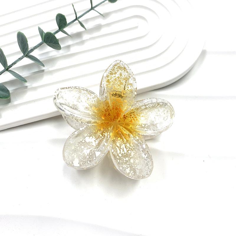 Retro Colorful Frangipani Flower Hair Claw Clip for Women