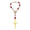 Crystal Cross Rosary Bracelet & Car Ornament for Baptism & Christmas