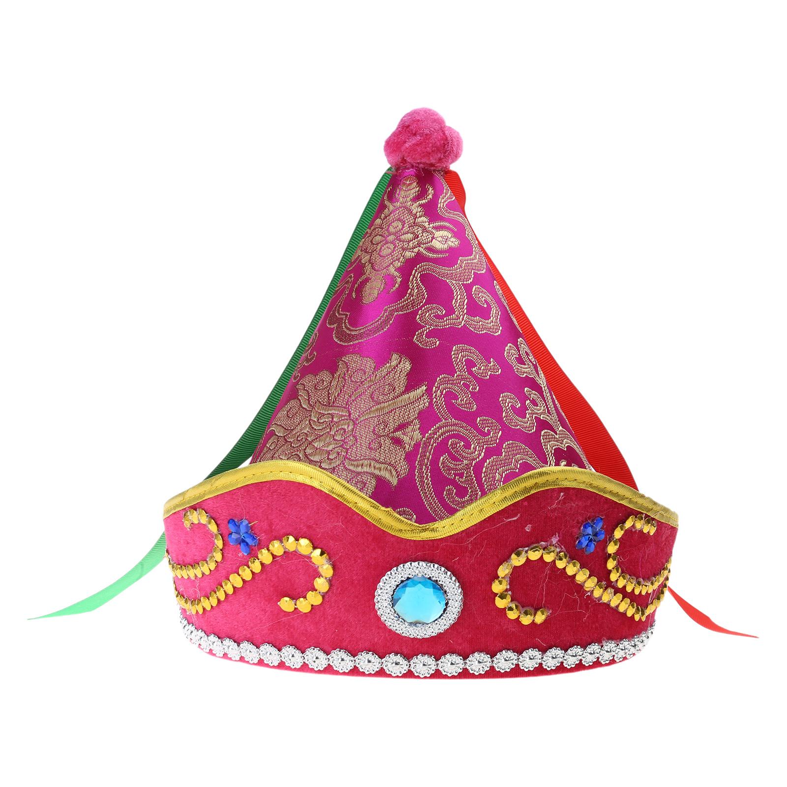 

Монгольская шляпа для взрослых детей Этническая монгольская шляпа для танцевального костюма для выступлений Сценический реквизит Головные аксессуары adult горячий розовый