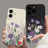 Purple Floral Pattern Phone Case For iPhone 16 16E 15 14 13 12 11 Pro Max XR X XS 12 Mini 16E 7 8 Plus Silicone Cover