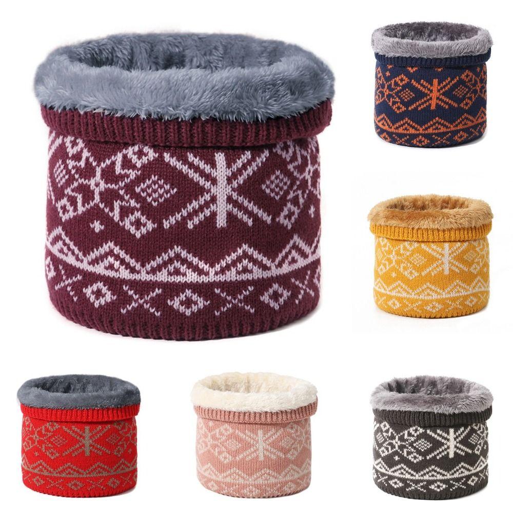 Thick Winter Knitted Scarf Snowflake Warm Neck Warmer Sport Scarf Fleece Muffler  Women