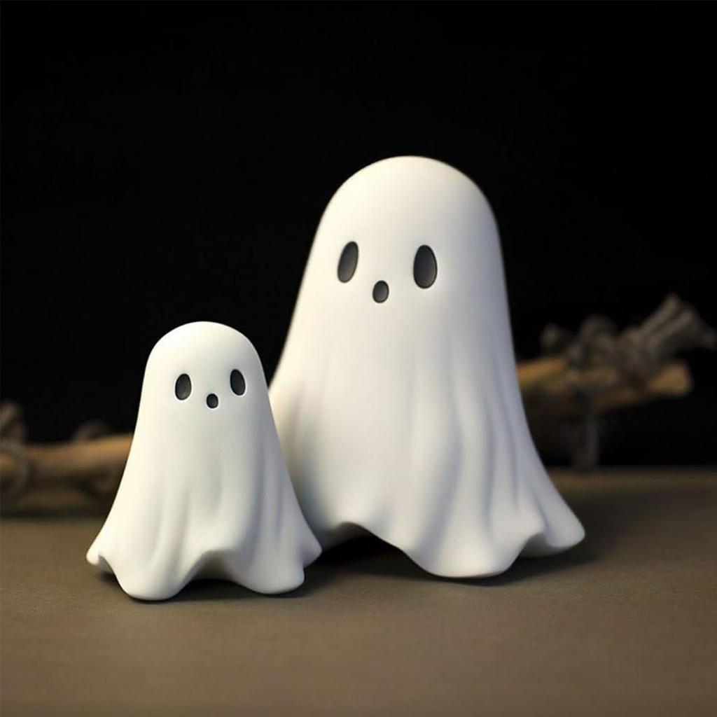 Cute Ghost Figurine Spooky Resin Statue All Hallows Day Porch Indoor Home Decoration