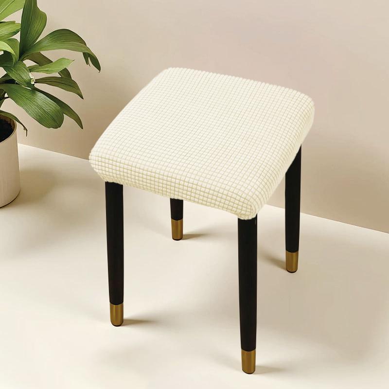 Jacquard Square Stool Covers Elastic Dust-proof and Anti-slip Stretch Chair Cover Solid Color Geometric Pattern Seat Cover