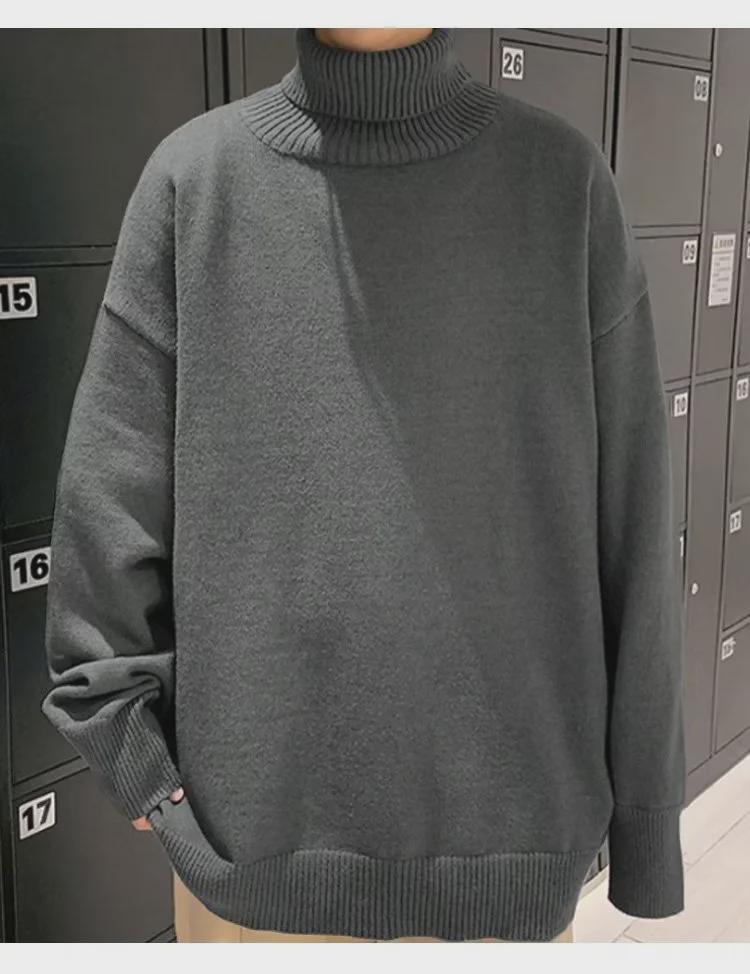 Męski sweter z wysokim dekoltem w stylu koreańskim: Modna koszulka bazowa na jesień/zimę 2022, półdziergana