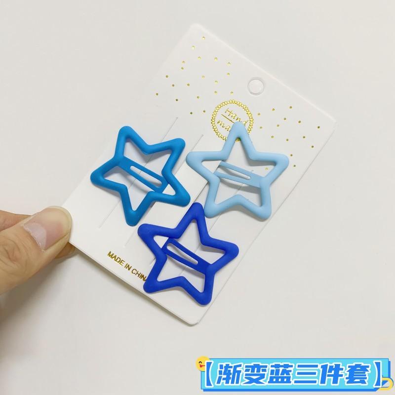 3 Piece Candy Color Hair Clip Set Star Heart Rectangle Snap Barrette for Women Y2K