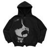 Y2K dark cross-border personality street loose pocket women's top sports zipper cardigan goth hoodie cardigan
