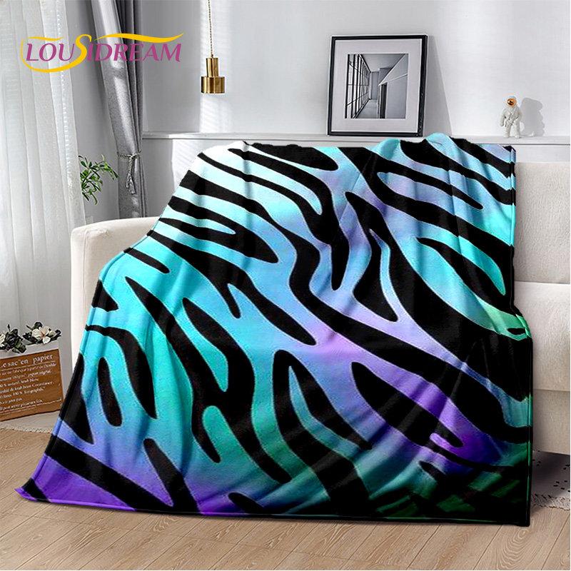 3D Colorful Zebra Pattern Soft Plush Blanket,Flannel Blanket Throw Blanket for Living Room Bedroom Bed Sofa Picnic Office Cover