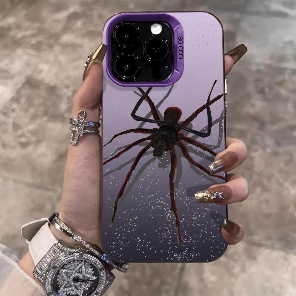 Black Spider Cartoon Cool Phone Case For iPhone 17 Pro Max 17e 16e 15 17 Air 14 13 12 11 Pro Max 8 Plus X IMD Shockproof Cover