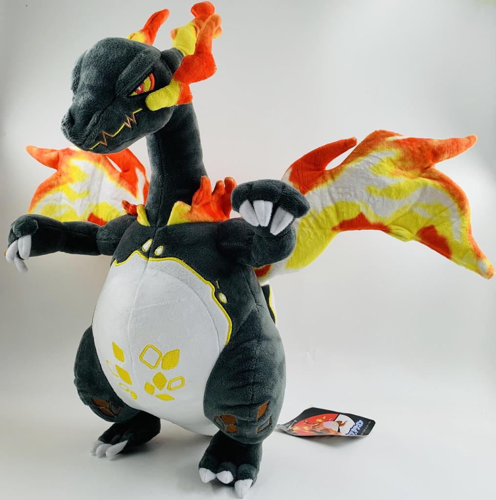 38cm Gigantamax Charizard Shiny Mega Plush Doll with Skeleton - Black and Orange