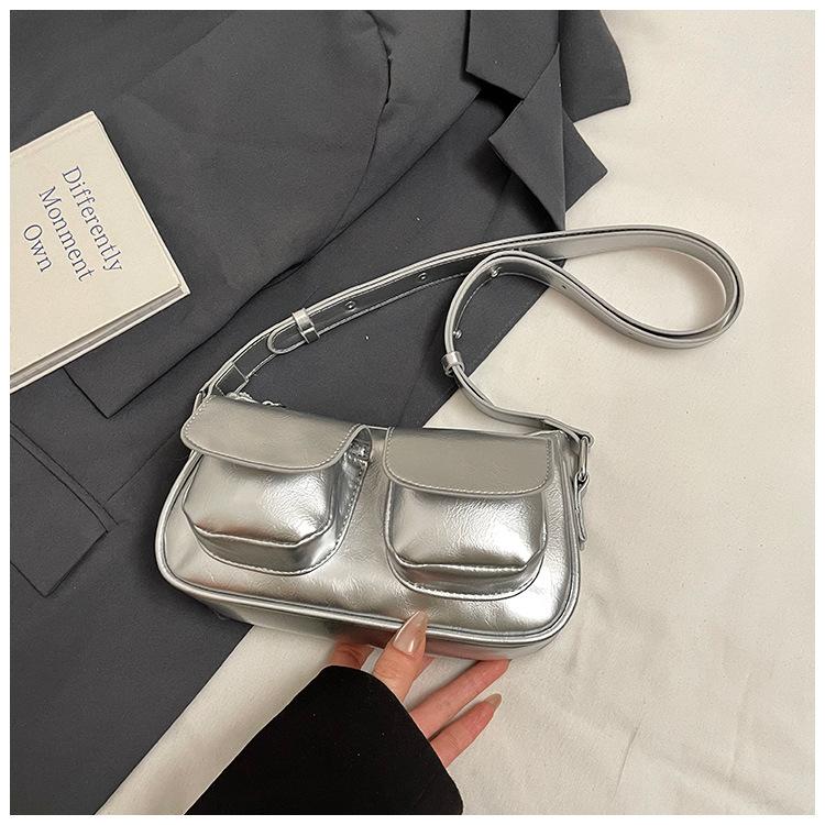 

Fashion sense underarm bag women s 2025 summer ins simple and versatile shoulder bag niche trend temperament women s bag double pocket серебряный