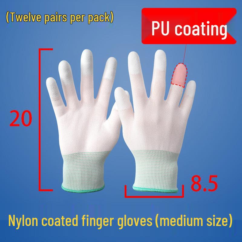 Ultra-Thin Nylon Breathable White Work Gloves - Skin-Friendly, Non-Slip, Elastic, Wear-Resistant.