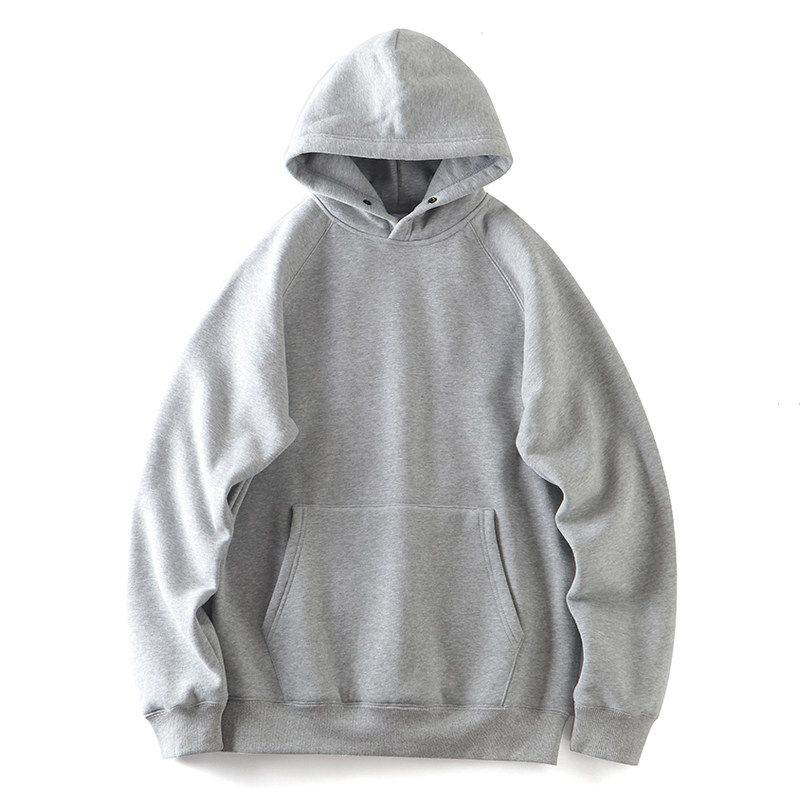 Retro Heavyweight Raglan Sweatshirt for Men, Autumn and Winter Style, Fleece-Lined and Thickened, Hooded, Export Quality, Trendy Brand Casual Jacket Ash L