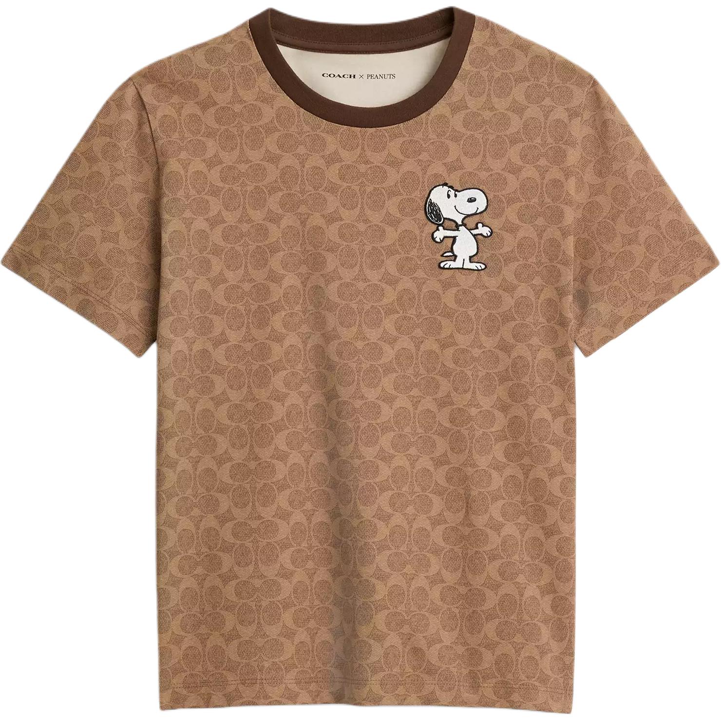 Coach X Peanuts SS25 Классическая футболка сsignature Snoopy Женские топы Хаки Мультиколор CBF07-E7V XS