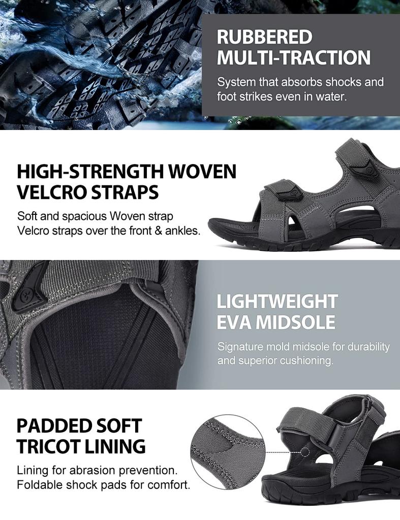 Atica Tesla Havana M153-GRY_290 Men's Outdoor Sports Sandals, Beach Sandals, Summer Sandals