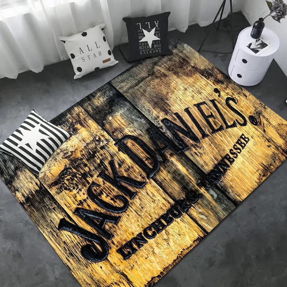 J-Jack-Daniels Whisky Pattern Room Mats Washable Non-Slip Living Room Sofa Chairs Area Mat Kitchen Alfombra