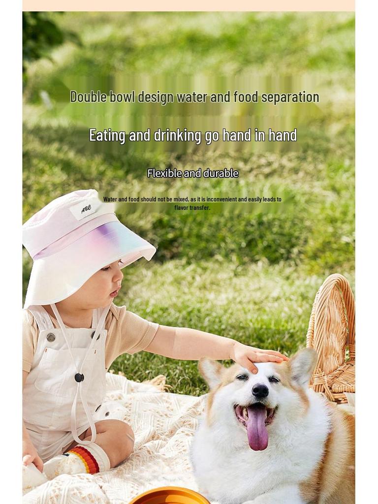 New Foldable Double Dog Bowl: Integrated Design for Outdoor Pet Feeding