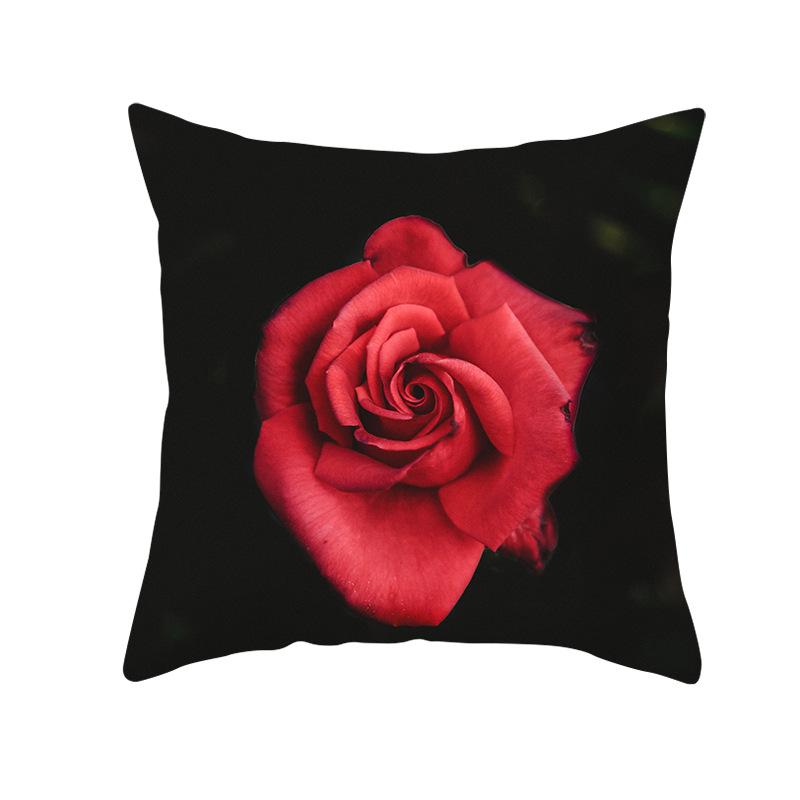 Black Rose Peach Skin Pillow Cover Car Pillow Cover Sofa Cushion Cover for Home Use