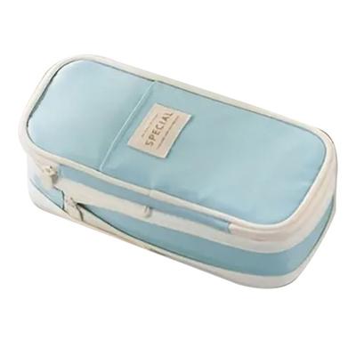 Large Capacity Pencil Case with Grid Pocket Expandable Bottom Durable Oxford Material Pen Storage Pouch