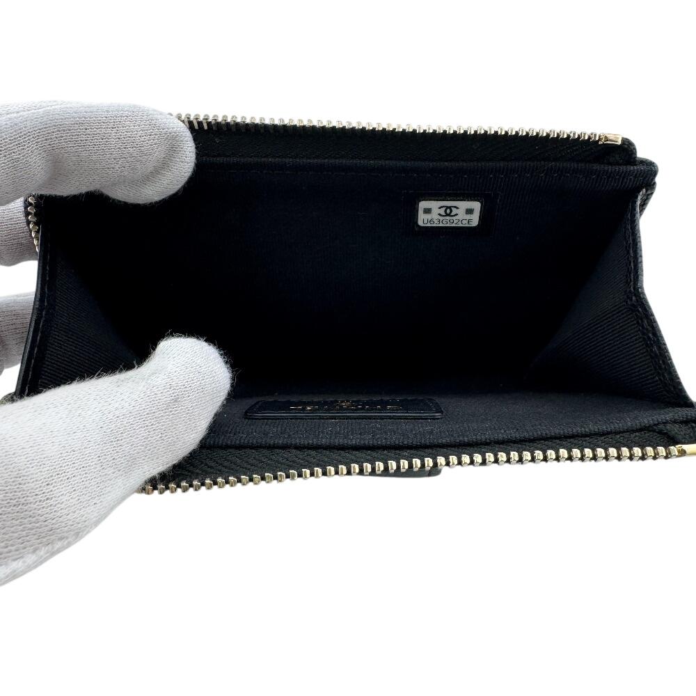 CHANEL Matelassé Caviar Skin leather Coin case black leather Used