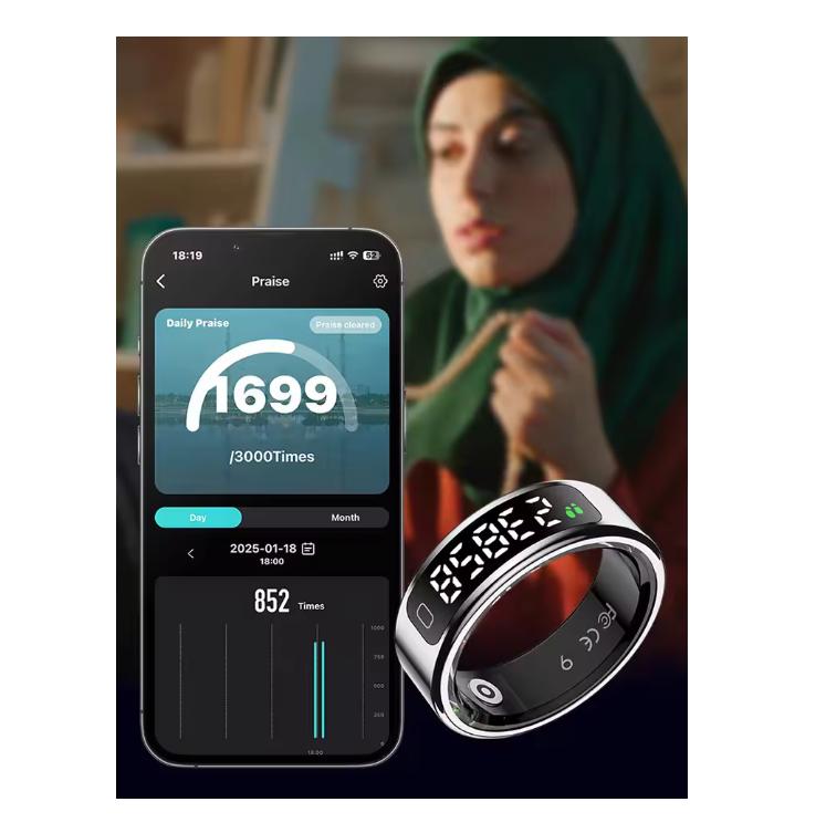 2026 Touch Display Smart Ring R11C with Charging Box-1ATM Waterproof Step Health Tracker 5.2 BLE Heart Rate Blood Oxygen Monitor