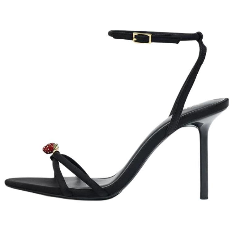 Zara Vintage Open-Toe Strap Sandals 10Cm Women Sandals Black 3311610800