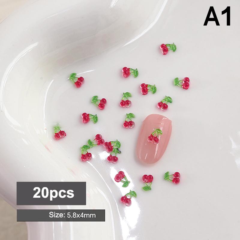 

20 шт. Милые 3D Мини Красные Вишни Аксессуары для Нейл-Арта Смола Фрукты Подвески для Ногтей Ювелирные Изделия Украшения для Нейл-Арта Детали Инструмент для DIY Маникюра