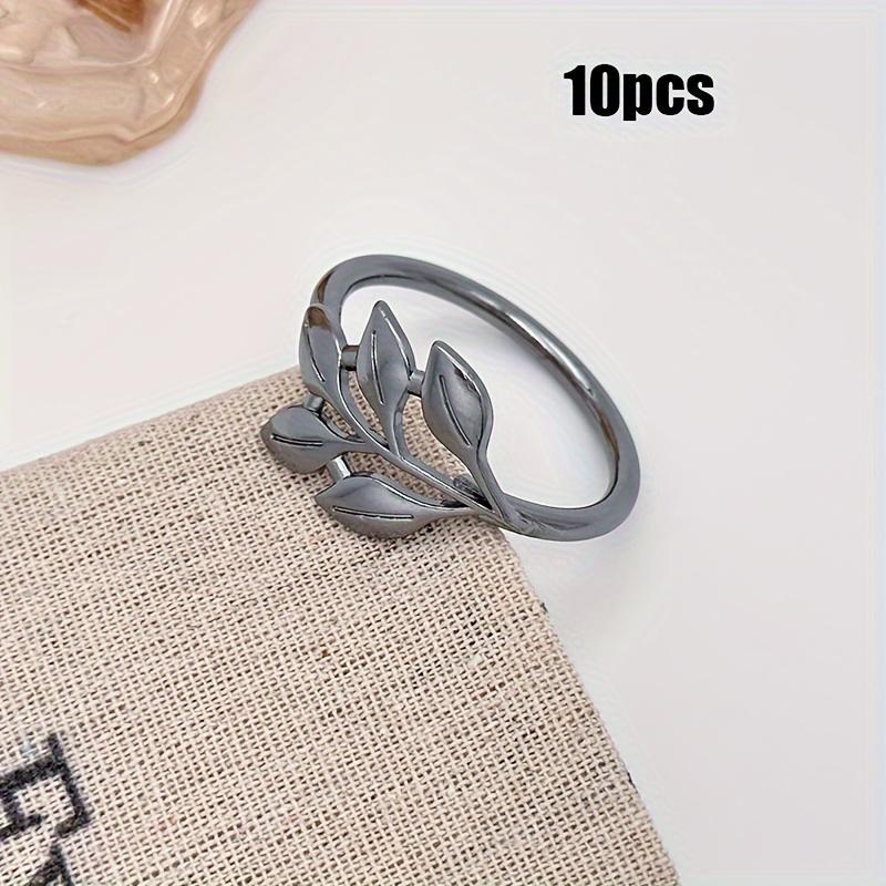 10pcs Alloy Maple Leaf Simple Napkin Ring, Napkin Buckle, Electrophoresis, Electroplating, High-end Western Restaurant Hotel Napkin Ring