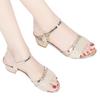 Summer sandals women's middle heel fashion 2025 summer new soft-soled versatile fairy style thick heel mother woman shoes