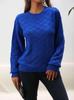Women's 3D Plaid Headless Sweater - Simple, Loose, Round Neck Knit for Spring & Autumn